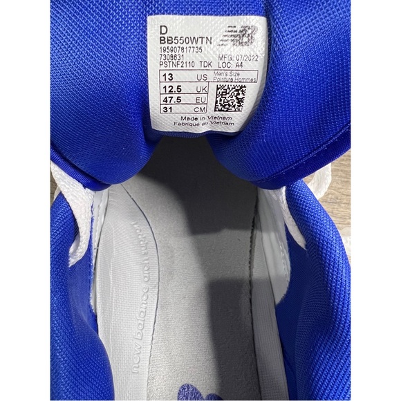 New Balance 550 Lakers White Infinity Blue Size 13 Shoes BB550WTN - Picture 7 of 8